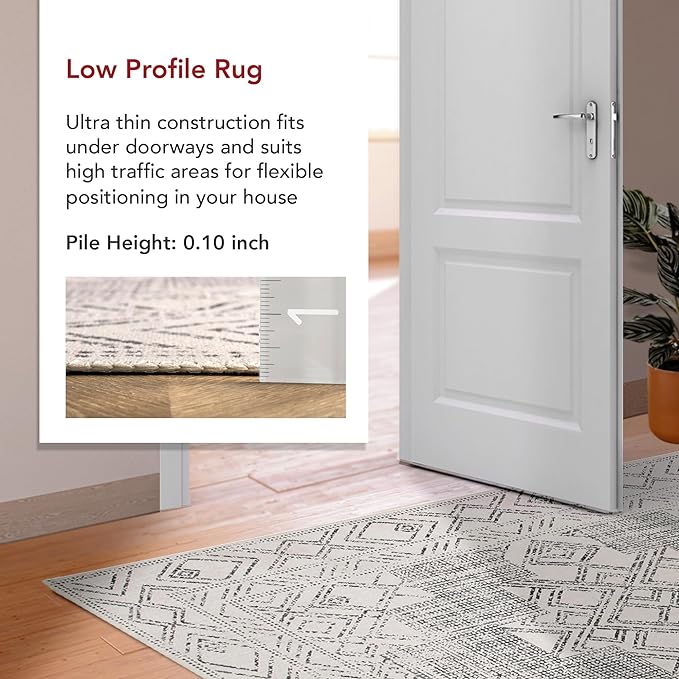 nuLOOM Mia Machine Washable Geometric Medallion Area Rug, 4' x 6', Light Grey, Rectangular, 0.1" Thick - LeafyLoom