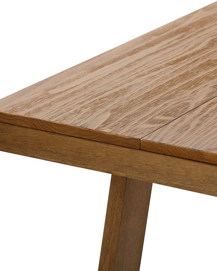 Plank+Beam 72 Inch Farmhouse Dining Table, Solid Wood Rustic Kitchen Table, Large Wooden Rectangular Dinner Table for Dining Room, Home Office, Living Room Furniture, Easy Assembly, Pecan Wirebrush - LeafyLoom