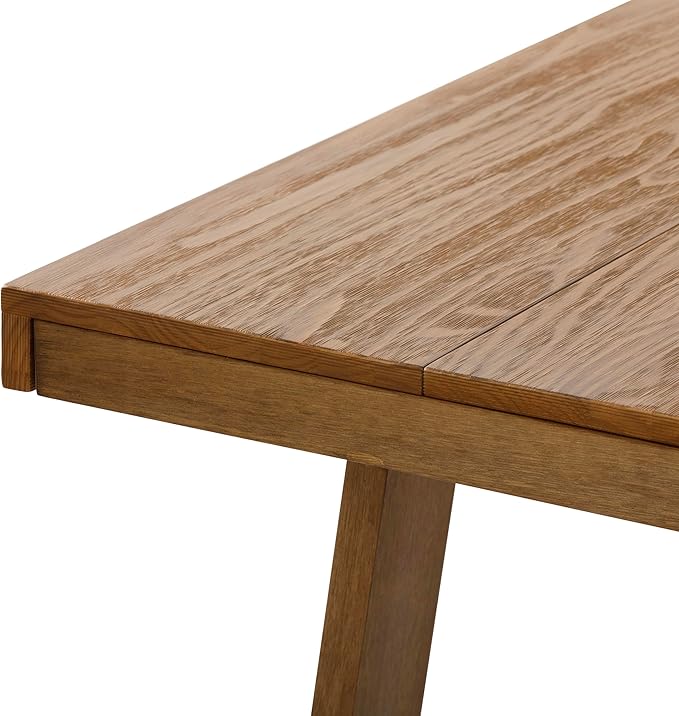 Plank+Beam 72 Inch Farmhouse Dining Table, Solid Wood Rustic Kitchen Table, Large Wooden Rectangular Dinner Table for Dining Room, Home Office, Living Room Furniture, Easy Assembly, Pecan Wirebrush - LeafyLoom