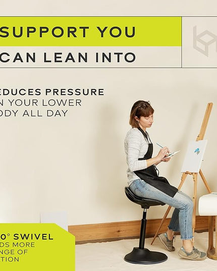 bonVIVO Standing Desk Chair - Ergonomic Chair for Tall Office Desks w/Back Support and Handles for Posture and Balance - Work from Home High Stool - Khaki - LeafyLoom