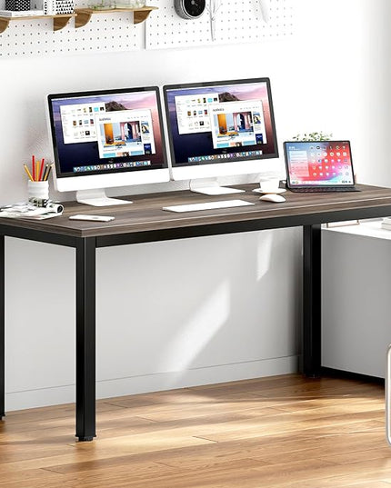 DlandHome Computer Desk Home Office Table Writing Desk Study Table Gaming Desk Worstation (63 inch, Walnut) - LeafyLoom