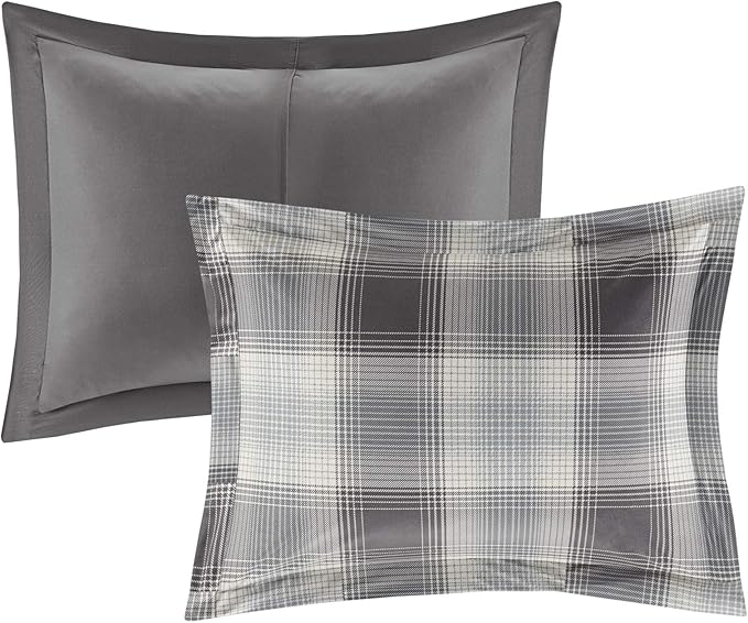 Woolrich Comforter Set, Cabin Lodge, Warm Cover for Colder Season, Modern Cottage-Inspired Down Alternative Ultra Soft Microfiber Bedding, Matching Sham, Plaid Grey King 3 Piece - LeafyLoom