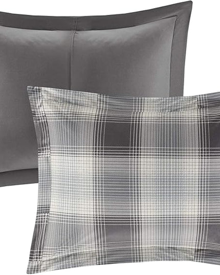 Woolrich Comforter Set, Cabin Lodge, Warm Cover for Colder Season, Modern Cottage-Inspired Down Alternative Ultra Soft Microfiber Bedding, Matching Sham, Plaid Grey Twin 2 Piece - LeafyLoom