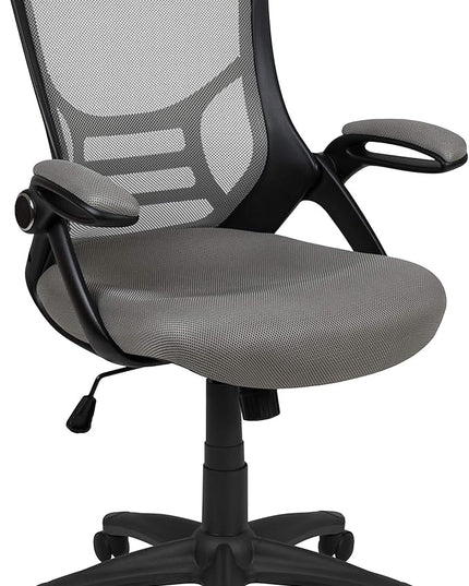 Flash Furniture Porter High-Back Swivel Office Chair with Adjustable Lumbar Support and Seat Height, Ergonomic Mesh Desk Chair with Flip-Up Armrests, Gray/Black - LeafyLoom
