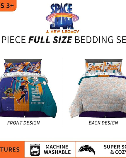 Franco Kids Bedding Super Soft Comforter and Sheet Set, 5 Piece Full Size, Space Jam 2 A New Legacy - LeafyLoom