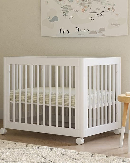 Babyletto Yuzu Convertible All-Stages Bassinet, Midi, Full-Size Crib in White, Greenguard Gold Certified, Portable & Adjustable with Conversion Kits and Pads Included - LeafyLoom