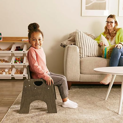 ECR4Kids Stackable Wooden Toddler Chair, 10in, Kids Furniture, Grey Wash, 2-Pack - LeafyLoom