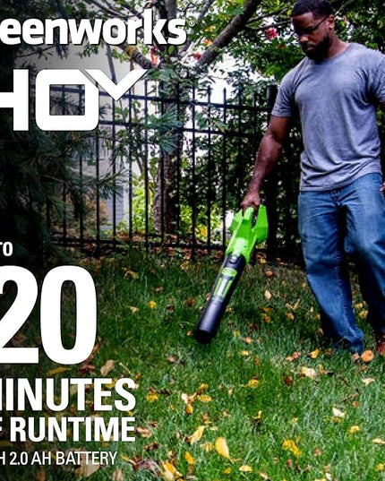 Greenworks 40V (100 MPH / 350 CFM) Cordless Axial Leaf Blower, 2.0Ah Battery and Charger Included - LeafyLoom