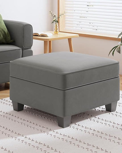 Square Modular Storage Ottoman for Modular Sectional Sofa Seat Cube Footrest Coffee Table, Dark Grey - LeafyLoom