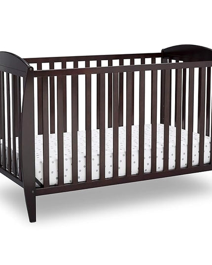 Delta Children Taylor 4-in-1 Convertible Baby Crib, Easy to Assemble, Sustainable New Zealand Wood, JPMA Certified, Dark Chocolate - LeafyLoom