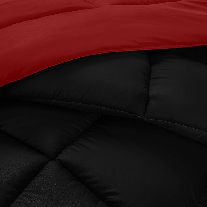 Utopia Bedding Twin Comforter Set Kids with 1 Pillow Sham, Bedding Comforter Sets, Down Alternative Reversible Black/Red Comforter, Soft and Comfortable, Machine Washable - LeafyLoom
