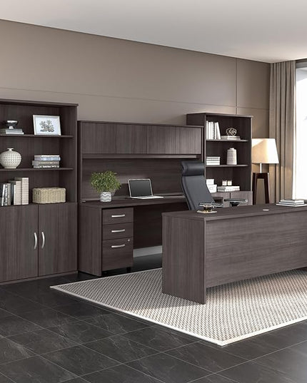 Bush Business Furniture Studio C Bow Front Desk, Computer Table for Home or Professional Office, 72W x 36D, Storm Gray - LeafyLoom