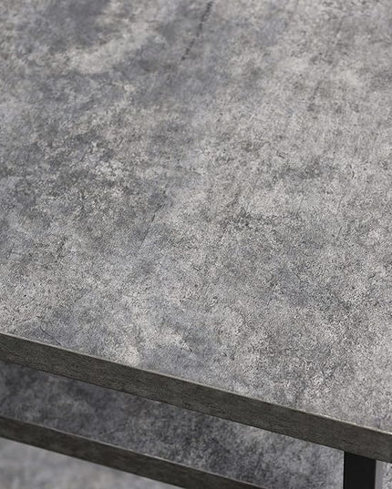 Household Essentials Jamestown Rectangular Coffee Table with Storage Shelf Rustic Slate Concrete and Black Metal, Grey - LeafyLoom