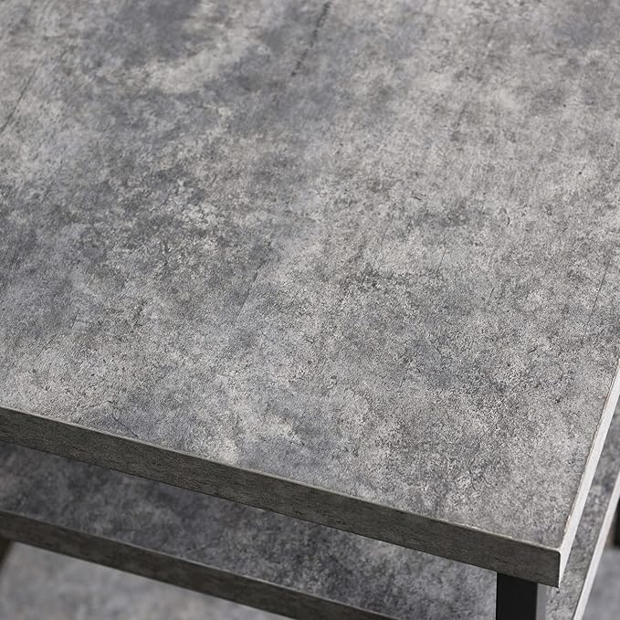Household Essentials Jamestown Rectangular Coffee Table with Storage Shelf Rustic Slate Concrete and Black Metal, Grey - LeafyLoom