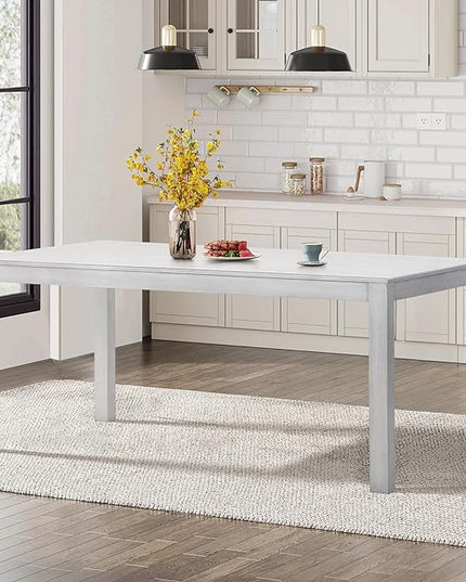 COLAMY Wood Dining Table for 4 6 People, Rectangle Wooden Kitchen Table with Square Legs, Farmhouse Dinner Table for Dining Room, Office, White - LeafyLoom