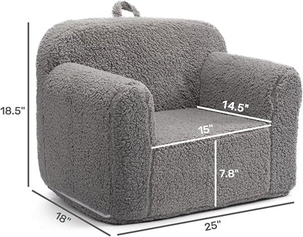 ALIMORDEN Kids Ultra-Soft Snuggle Foam Filled Chair, Toddler Cuddly Sherpa Reading Couch for Boys and Girls, Grey - LeafyLoom