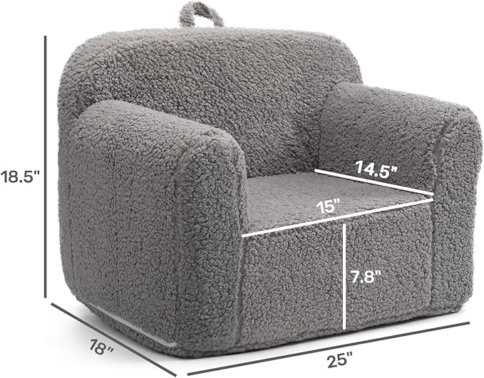 ALIMORDEN Kids Ultra-Soft Snuggle Foam Filled Chair, Toddler Cuddly Sherpa Reading Couch for Boys and Girls, Grey - LeafyLoom