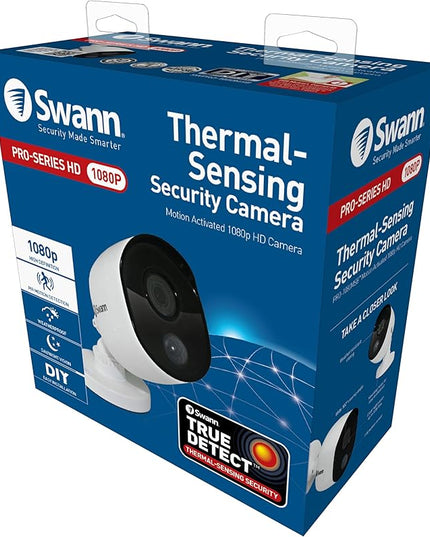 Swann Indoor/Outdoor Home Security Camera, 1080p PIR Bullet Cam, Infrared Night Vision, Thermal Heat Sensing, BNC Wired Add to DVR, SWPRO-1080MSB, 1080p Bullet Security Camera (SWPRO-1080MSB-US) SwannUSA