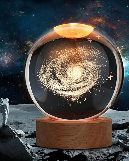 Large 3D Galaxy Crystal Ball Night Light, Crystal Lamp 16 Color Changing with Remote Control for Bedroom Decor, Birthday Gift for Teens Boys and Girls, Galaxy Model - LeafyLoom