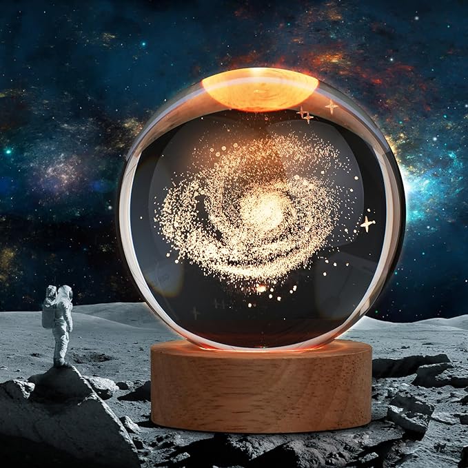 Large 3D Galaxy Crystal Ball Night Light, Crystal Lamp 16 Color Changing with Remote Control for Bedroom Decor, Birthday Gift for Teens Boys and Girls, Galaxy Model - LeafyLoom