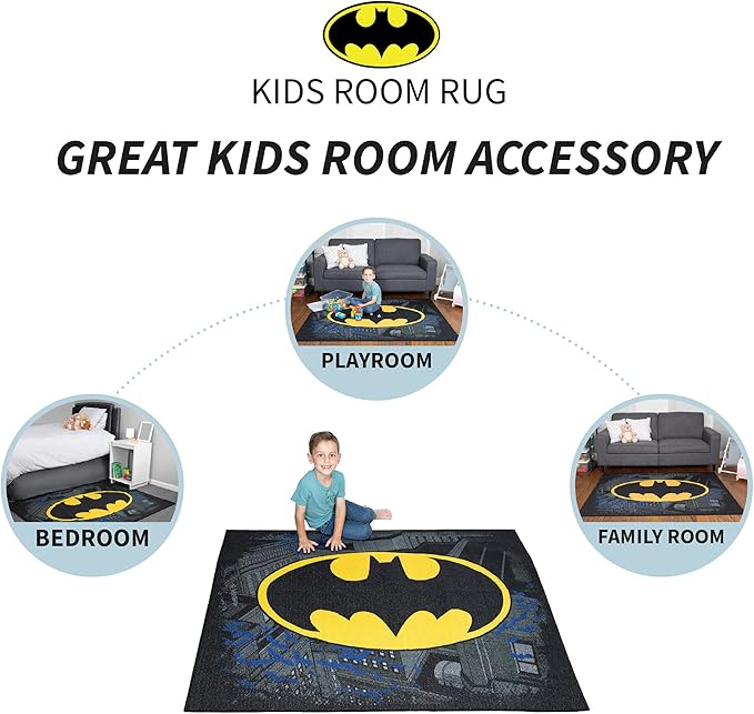 Franco Kids Room Non Slip Area Rug, 69 in x 52 in, Batman - LeafyLoom