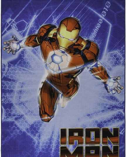 Gertmenian Marvel Rug Boys Childrens Bedroom Decor Kids Home Play Room Mat Bedding Area Carpet; 54x78 Large, Iron Man Superhero Navy Blue; 47329 - LeafyLoom