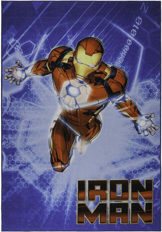 Gertmenian Marvel Rug Boys Childrens Bedroom Decor Kids Home Play Room Mat Bedding Area Carpet; 54x78 Large, Iron Man Superhero Navy Blue; 47329 - LeafyLoom