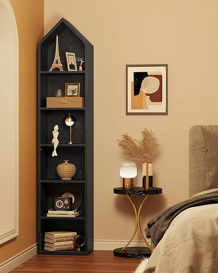 YITAHOME 73" Tall Narrow Bookshelf, Modern Open 5 Tier Bookcase, Wooden Shelf Stand for Small Spaces, Display Shelving Storage Rack for Bedroom, Living Room, Home Office, Black - LeafyLoom
