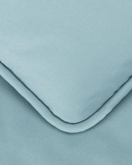 Amazon Basics All-Season Down-Alternative 3 Piece Comforter Bedding Set, King, Spa Blue, Pinch Pleat With Piped Edges - LeafyLoom