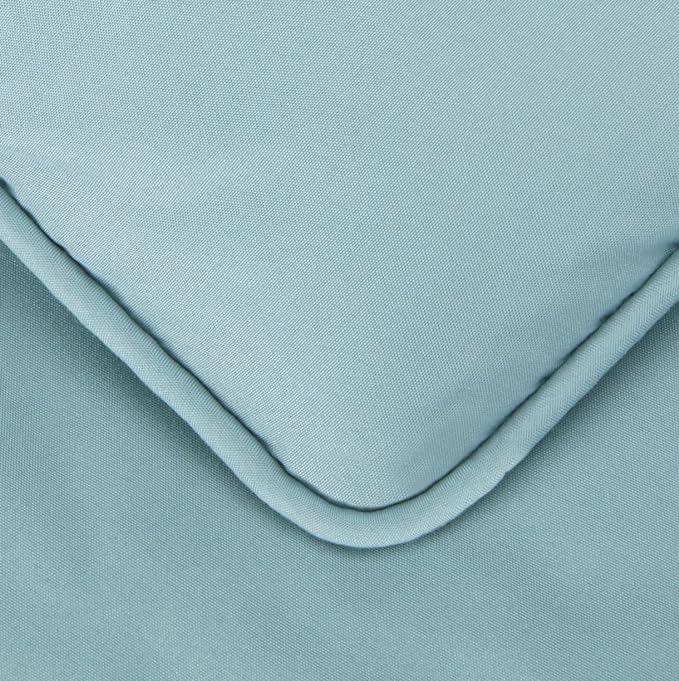 Amazon Basics All-Season Down-Alternative 3 Piece Comforter Bedding Set, King, Spa Blue, Pinch Pleat With Piped Edges - LeafyLoom