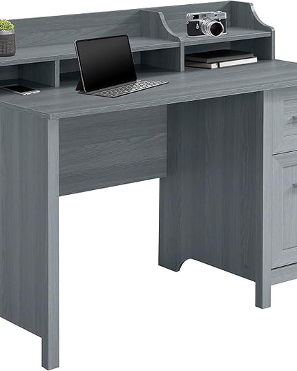 Techni Mobili Classic Office Storage Writing Desk, Grey - LeafyLoom