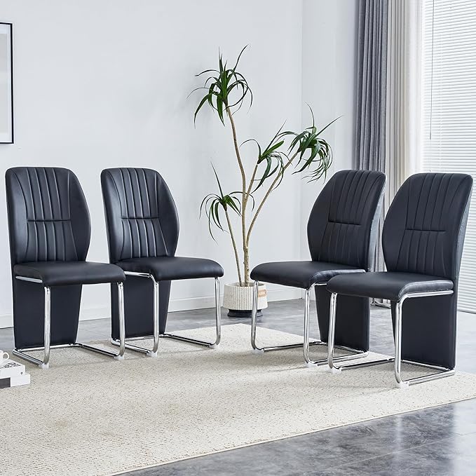 NicBex Haerin-SD-00293-LWJ Dining Chairs, 17.5"x16.6"x37.6", Black - LeafyLoom