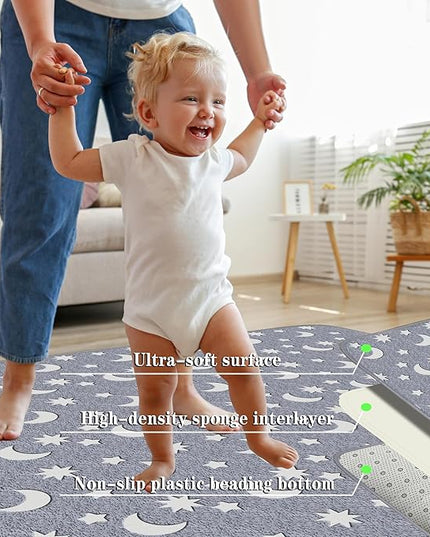 Eanpet Large Playroom Rug for Kids Glow in The Dark Dino Area Rugs for Boys Girls Toddlers Bedroom Decorative 5x7 Grey Play Mat for Babies 1-3 Years - LeafyLoom