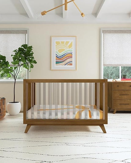 DaVinci Otto 3-in-1 Convertible Crib in Walnut with Acrylic Slats, Greenguard Gold Certified - LeafyLoom
