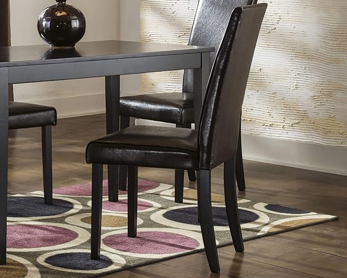 Signature Design by Ashley Kimonte Modern 19" Faux Leather Upholstered Armless Dining Chair, 2 Count, Dark Brown - LeafyLoom