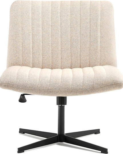 LEAGOO Armless Office Desk chair, Fabric Padded, Height Adjustable Wide Seat, Mid Back Ergonomic, Computer Task chair, Swivel Vanity chair with No Wheels (Mixed Color) - LeafyLoom