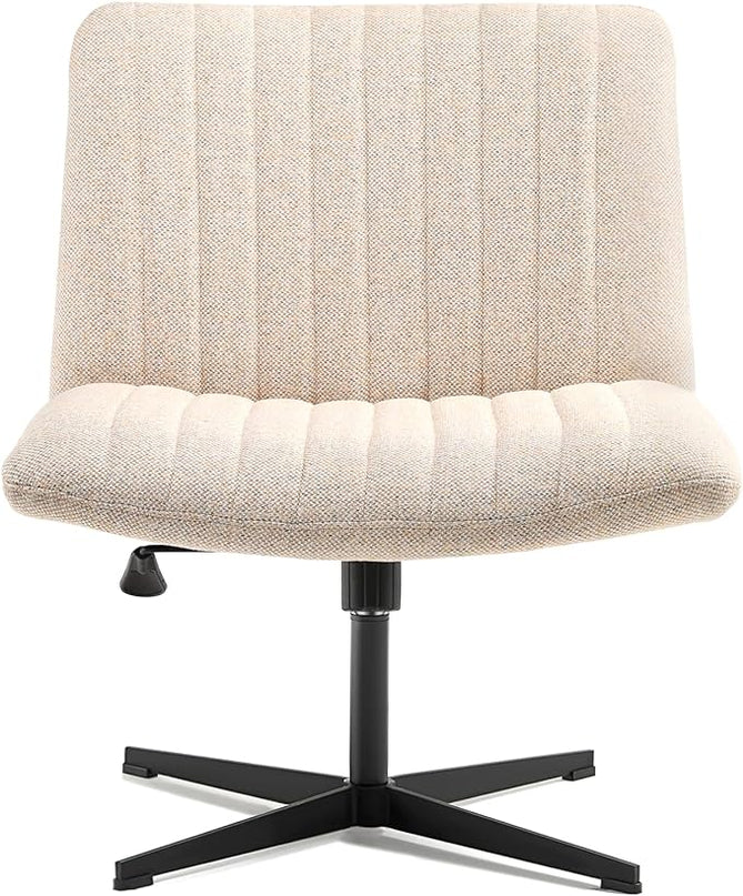 LEAGOO Armless Office Desk chair, Fabric Padded, Height Adjustable Wide Seat, Mid Back Ergonomic, Computer Task chair, Swivel Vanity chair with No Wheels (Mixed Color) - LeafyLoom