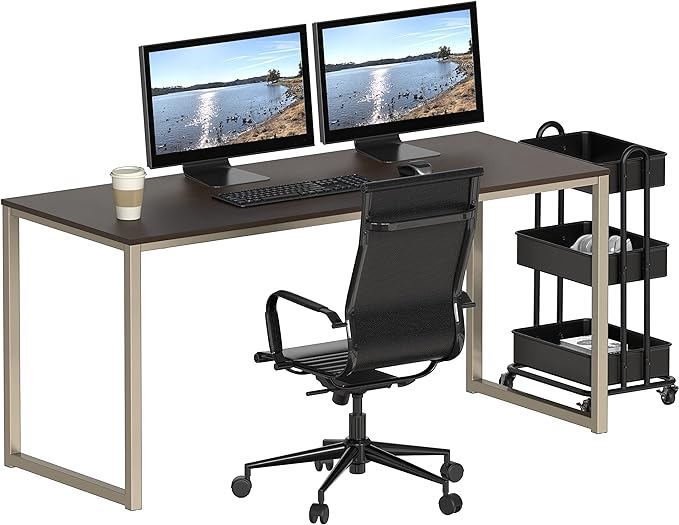 SHW Home Office 55-Inch Computer Desk, 24" Deep, Espresso - LeafyLoom