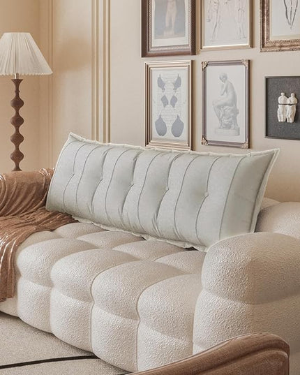 Johnear Headboard Pillow Large Reading Pillows for Sitting in Bed Adult Daybed Cushion Backrest Bolster Pillow Support Positioning Sofa Rest （White, 59 x 3 x 20 inches） - LeafyLoom