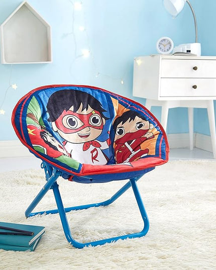 Ryan's World Toddler 19” Folding Saucer Chair with Cushion, Ages 3+ - LeafyLoom