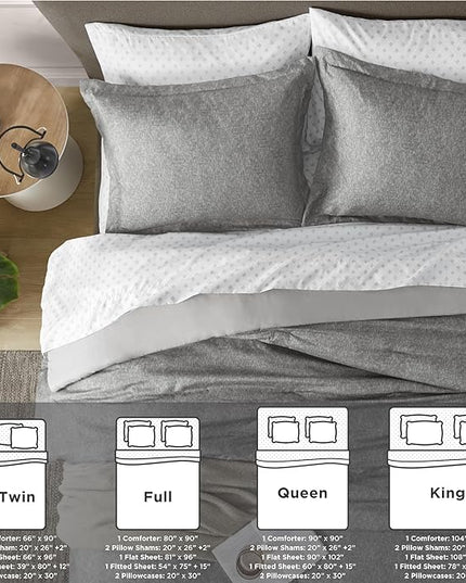 Full Size Comforter Set Grey - 7 Pieces Bed in a Bag bedding Sets & Collections, Modern Luxury Comforter Sets with Sheets, Pillowcases & Shams - LeafyLoom