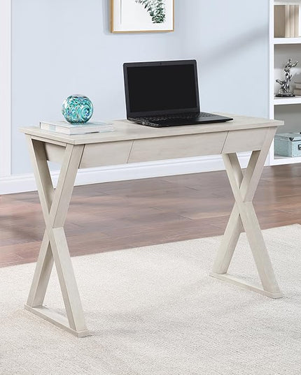 OSP Home Furnishings Marna Modern Writing Home Office Desk with Drawer, Weathered White Finish - LeafyLoom