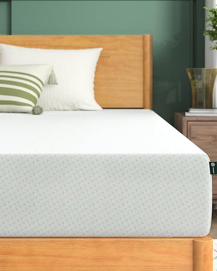 ZINUS 8 Inch Green Tea Memory Foam Mattress, Short Queen, Fiberglass Free, Patented Custom Contour Support, Sturdy Base Foam, CertiPUR-US Certified, Mattress in A Box, White - LeafyLoom