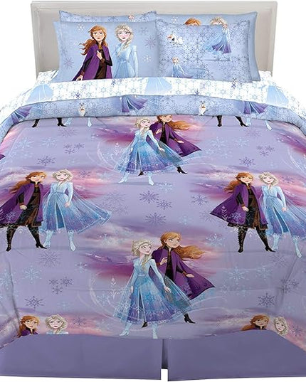 Disney Frozen 2 Kids Bedding Super Soft Comforter and Sheet Set with Sham, 7 Piece Full Size, "Official" Disney Product By Franco - LeafyLoom