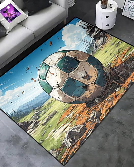 Football Rug for Boys Bedroom - Kids Rug Football Rug Basketball Rugs for Teen Boys Bedroom Football Carpet for Boys Bedroom Football Rugs for Boys Girls Sports Room,4'×5' - LeafyLoom