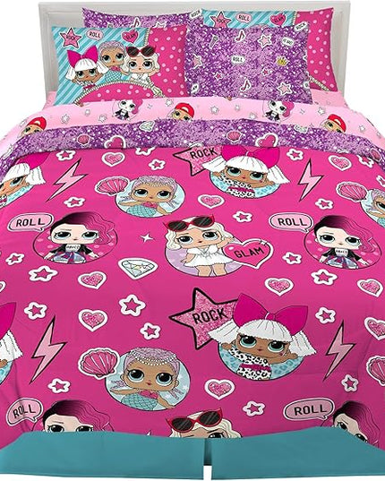 Franco Kids Bedding Super Soft Comforter and Sheet Set with Sham, 7 Piece Full Size, LOL Surprise - LeafyLoom