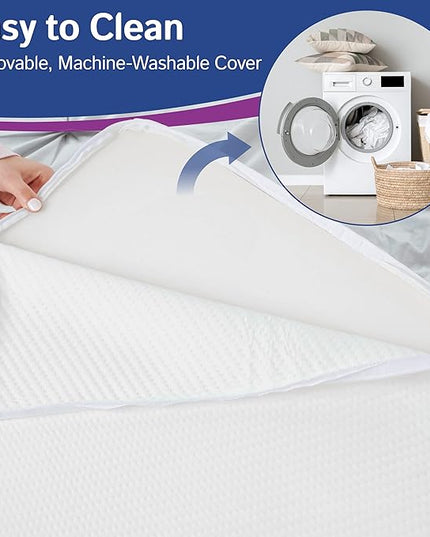 Bed Wedge Pillow With Memory Foam Top 7.5in - Ideal For Comfortable, Restful Sleeping - Wedge Pillow Neck & Back Pain Relief, Acid Reflux, Snoring, Heartburn, Allergies - Versatile & Washable Cover - LeafyLoom