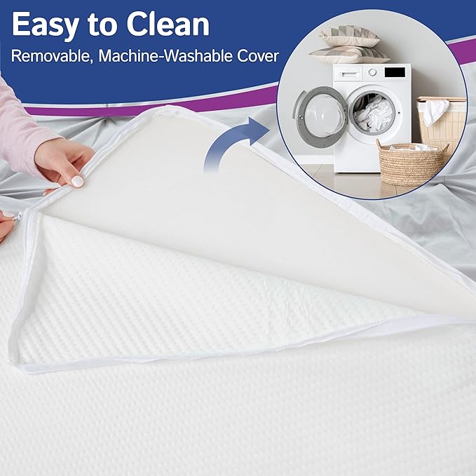 Bed Wedge Pillow With Memory Foam Top 7.5in - Ideal For Comfortable, Restful Sleeping - Wedge Pillow Neck & Back Pain Relief, Acid Reflux, Snoring, Heartburn, Allergies - Versatile & Washable Cover - LeafyLoom