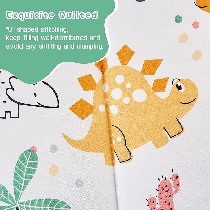 Dinosaur Kids Comforter Set for Boys Twin, Cute Reversible Quilted Dino Printed Bedding Set with Pillow Sham, Lightweight Soft Breathable Machine Washable Bed Set 2 Piece - LeafyLoom