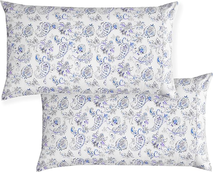 Elegant Comfort Softest and Coziest 6-Piece Sheet Set - 1500 Premium Hotel Quality Microfiber - Deep Pocket, Wrinkle Resistant 6-Piece Paisley Pattern Bed Sheet Set, Queen, Paisley Indigo - LeafyLoom